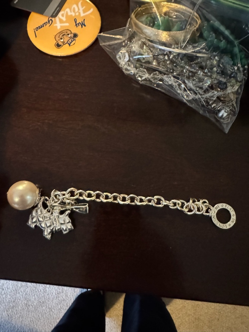 My Flat in London gold  Chain Bracelet with Pearl Charm and Scottie
